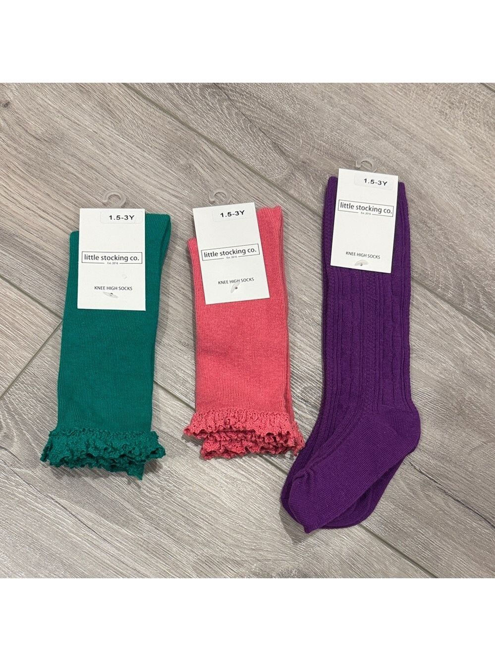 Kids Knee High Socks - Green, Pink, and Purple